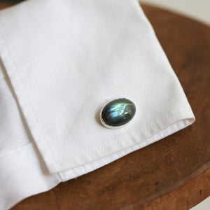 Labradorite Cuff Links - Labradorite Cufflinks - Sterling Silver