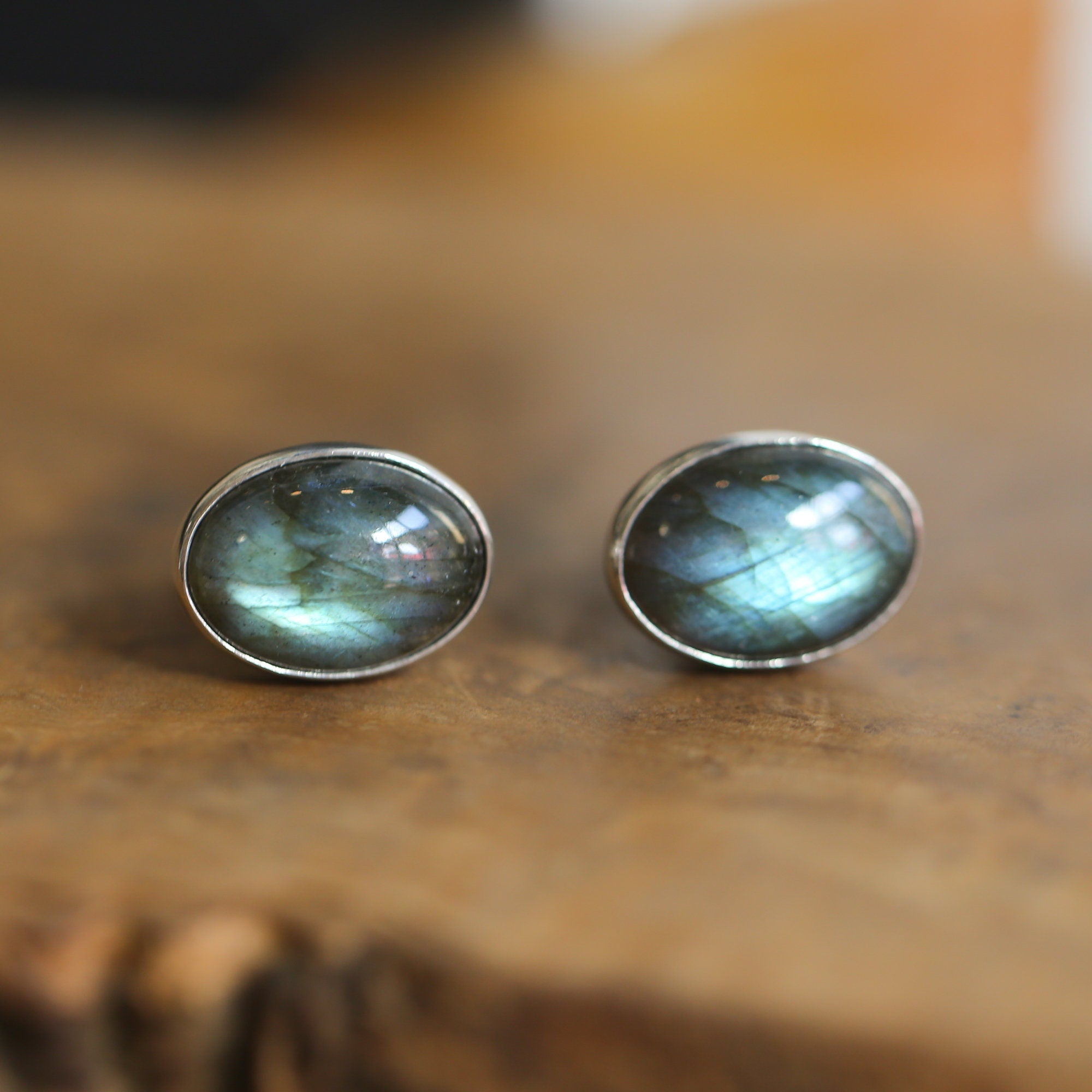 Labradorite Cuff Links - Labradorite Cufflinks - Sterling Silver