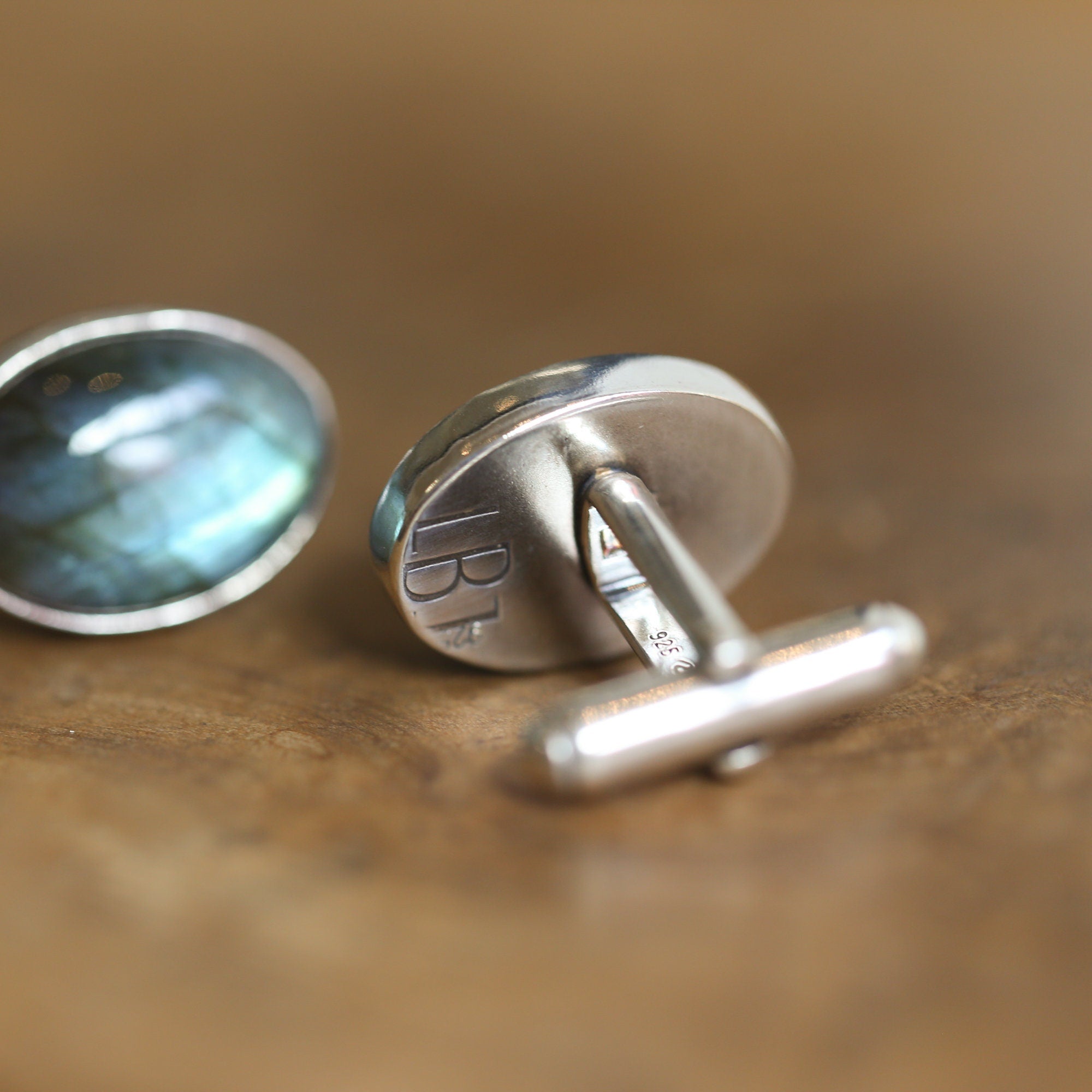 Labradorite Cuff Links - Labradorite Cufflinks - Sterling Silver
