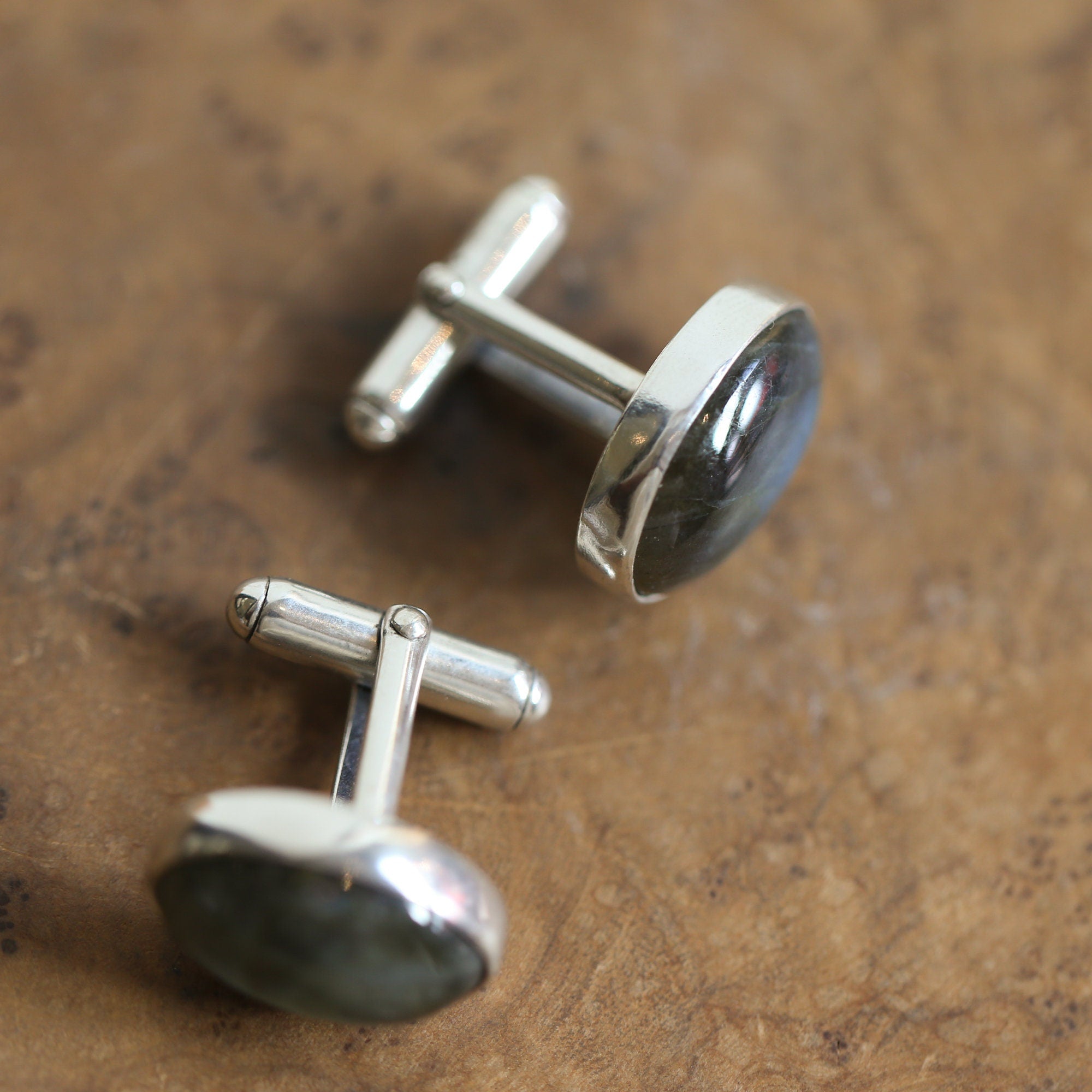 Labradorite Cuff Links - Labradorite Cufflinks - Sterling Silver