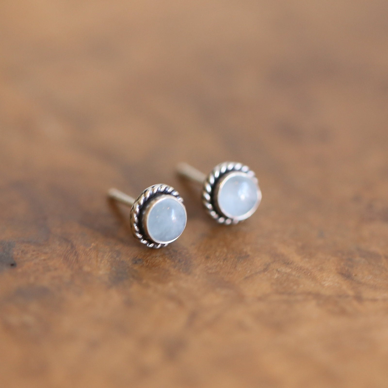 Aquamarine Sterling Silver Studs – March Birthstone Earrings
