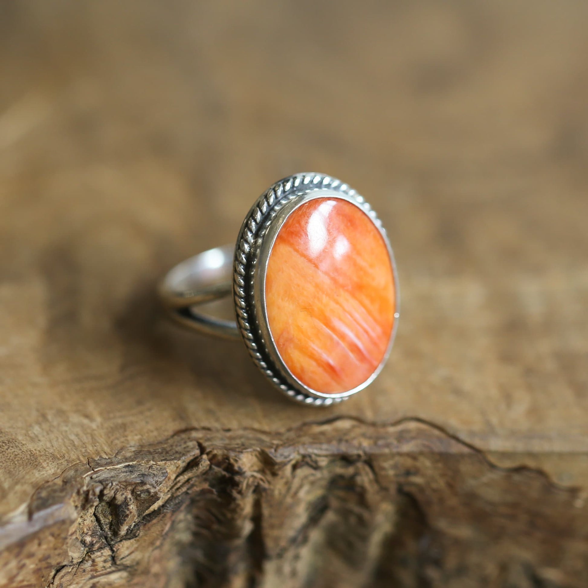 Boho Spiny Oyster Ring - Sterling Silver Chili Pepper Jewelry