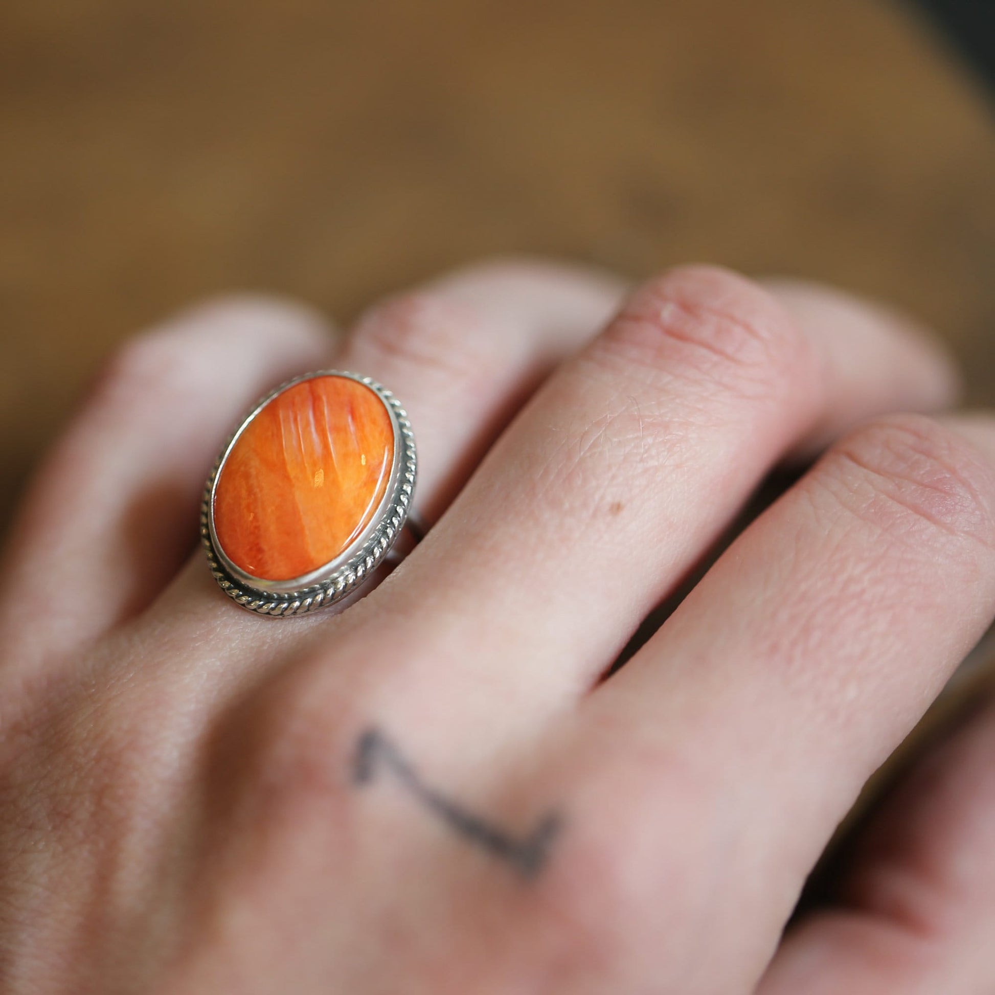 Boho Spiny Oyster Ring - Sterling Silver Chili Pepper Jewelry