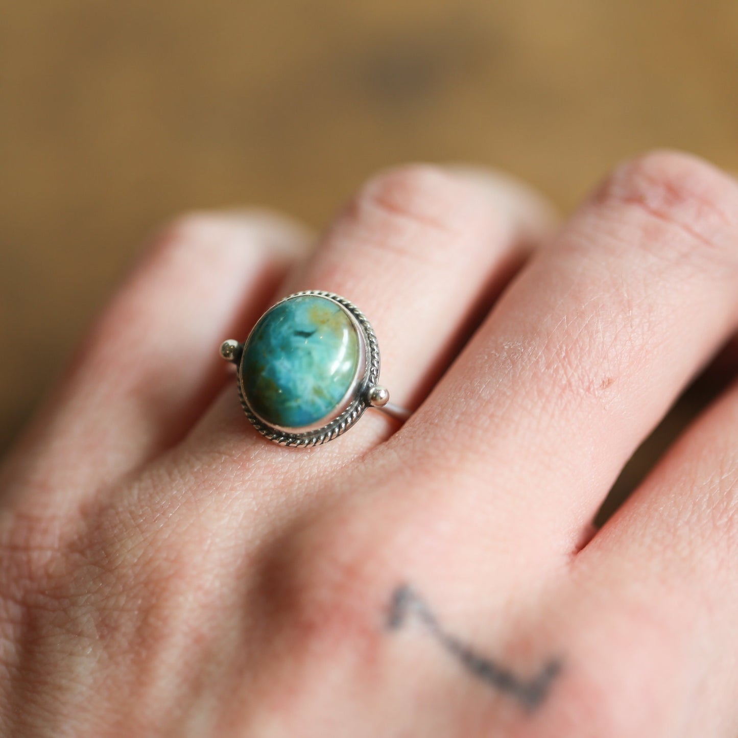 Blue Opal Delica Ring - Silversmith Ring - Choose Your Stone