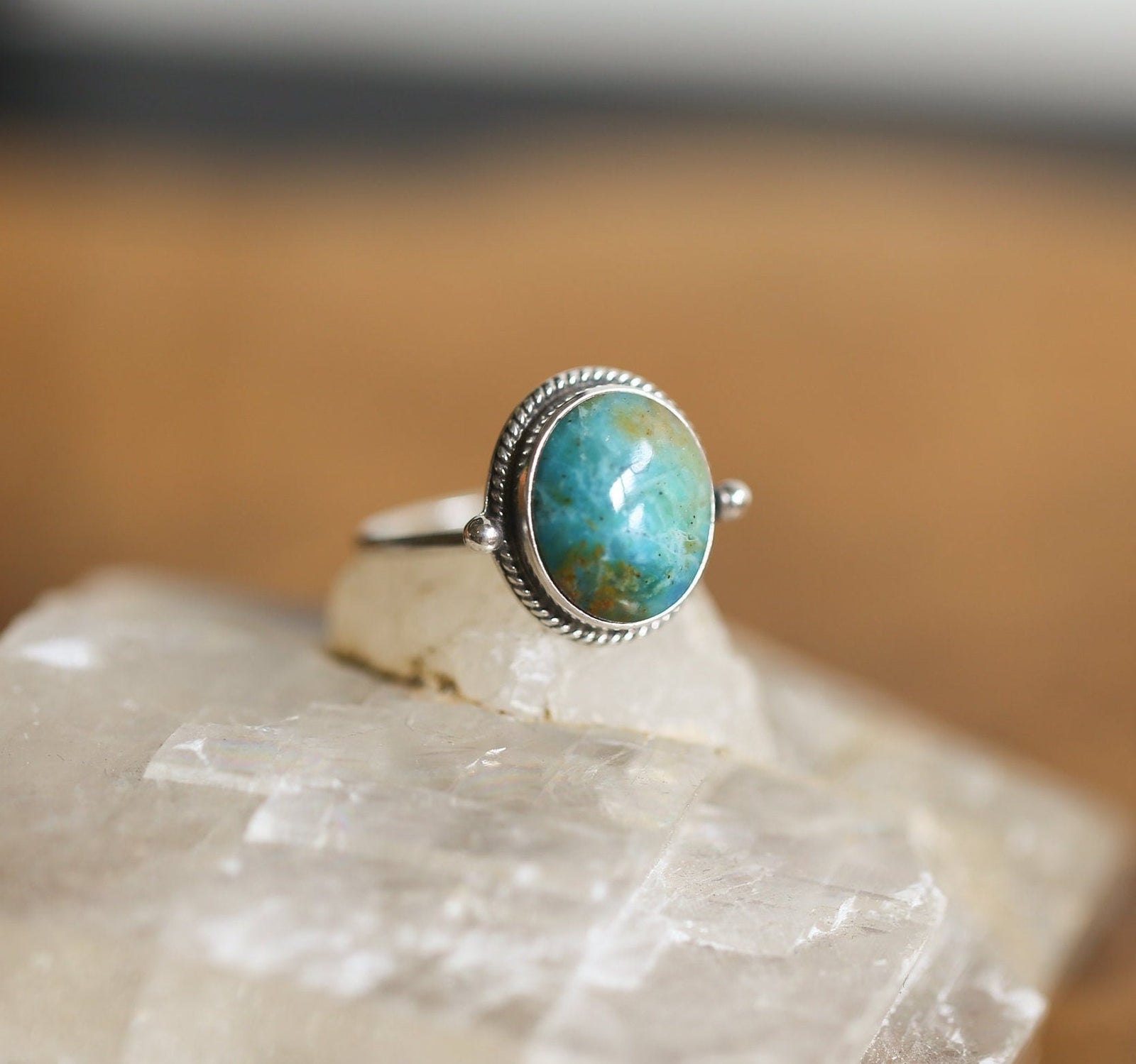 Blue Opal Delica Ring - Silversmith Ring - Feminine Jewelry - Sterling Silver