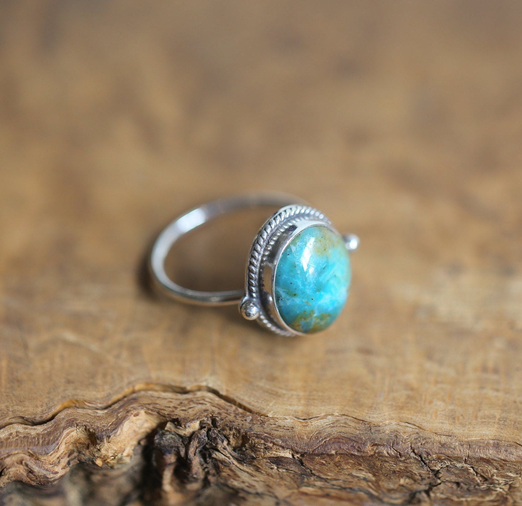 Blue Opal Delica Ring - Silversmith Ring - Choose Your Stone