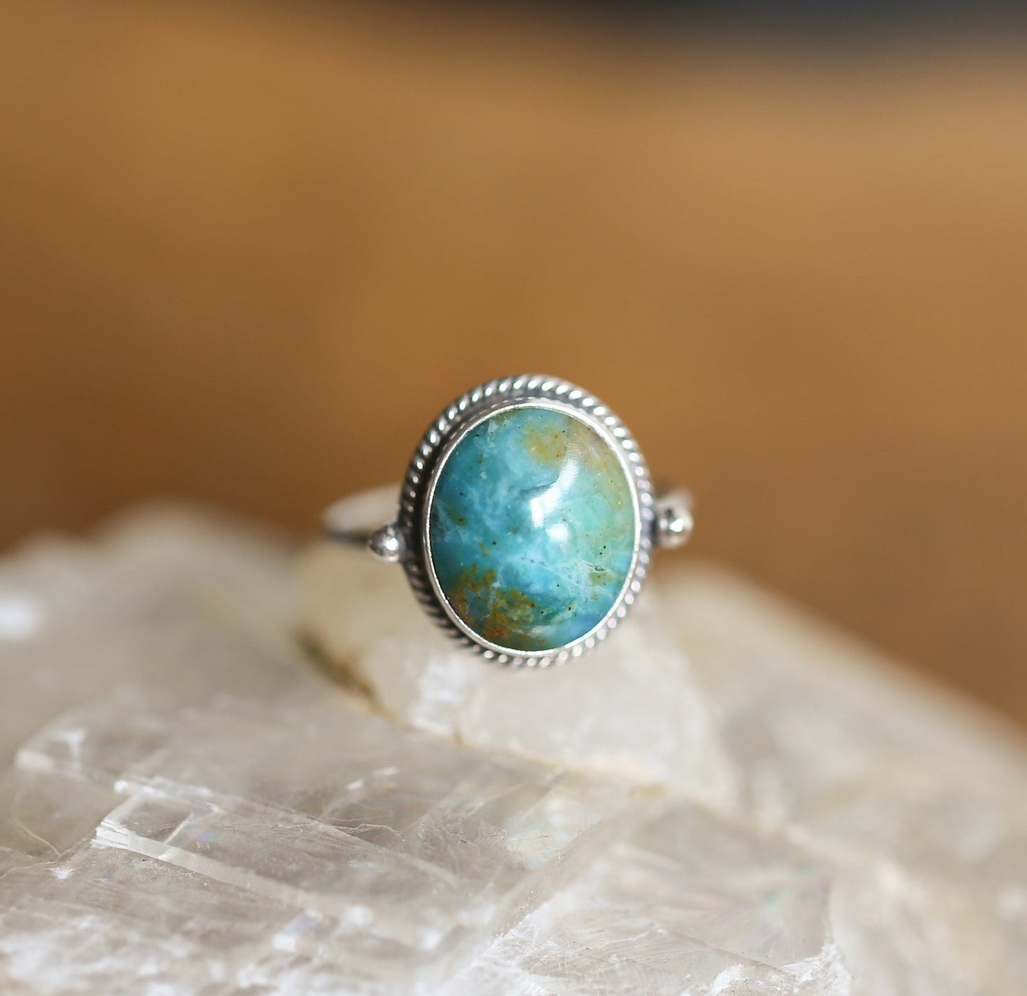 Blue Opal Delica Ring - Silversmith Ring - Choose Your Stone