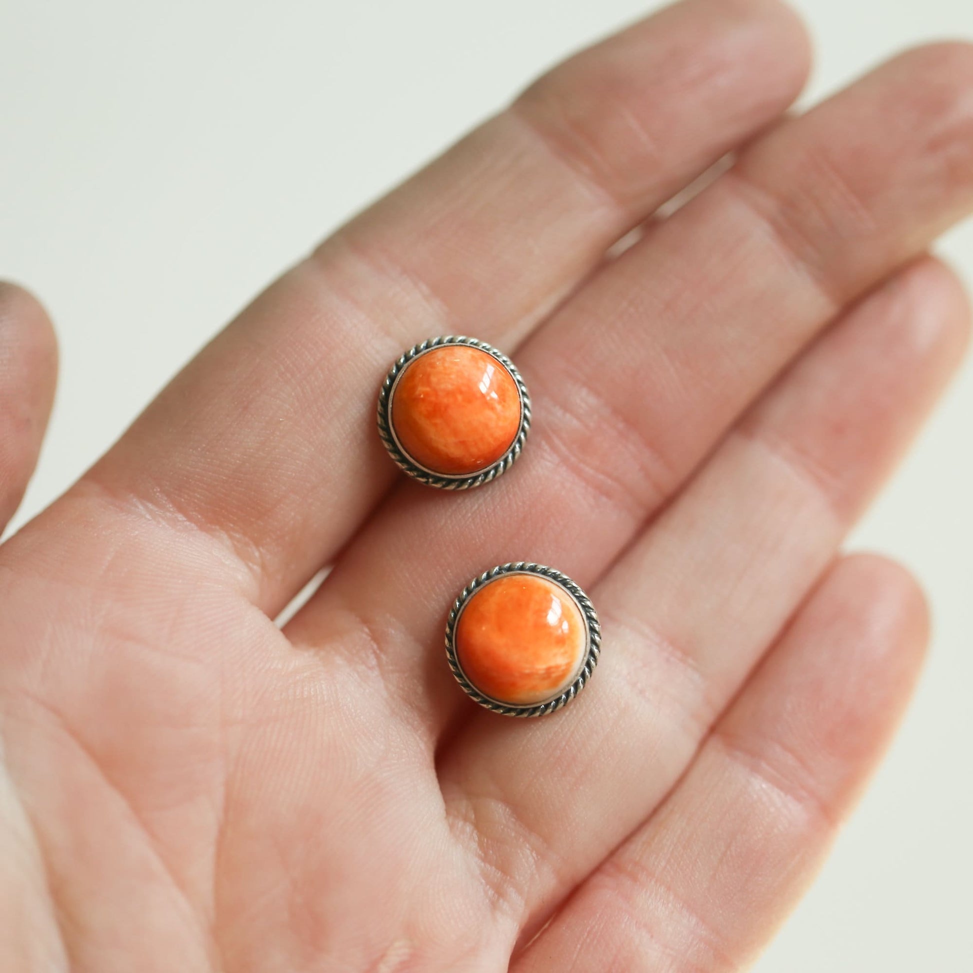 Spiny Oyster Sterling Silver Post Earrings – Chili Pepper Red