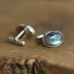 Labradorite Cuff Links - Labradorite Cufflinks - Sterling Silver