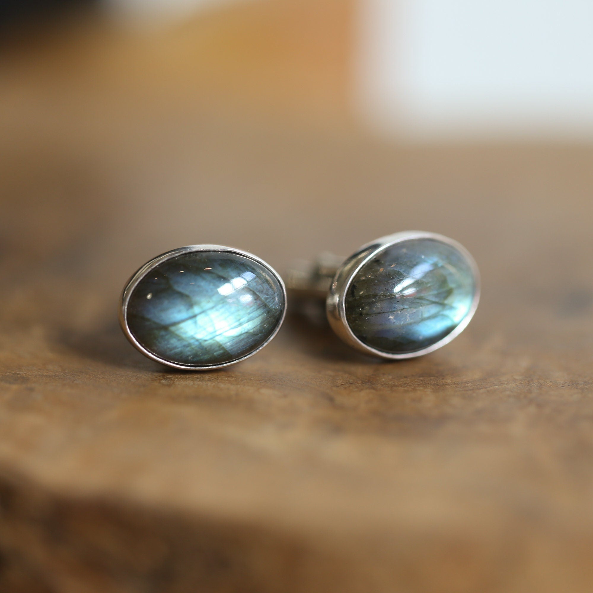 Labradorite Cuff Links - Labradorite Cufflinks - Sterling Silver
