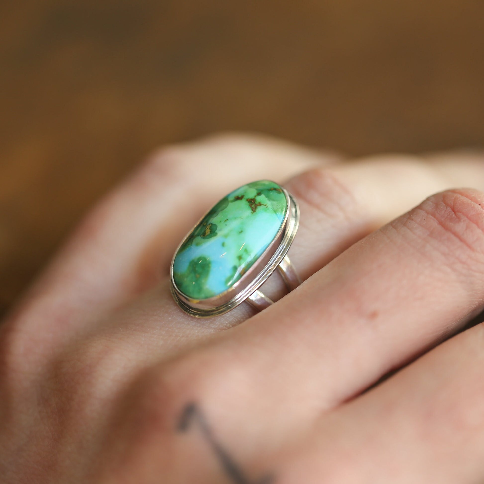 Custom Sonoran Gold Turquoise Ring - Choose Your Stone - Sterling Silver