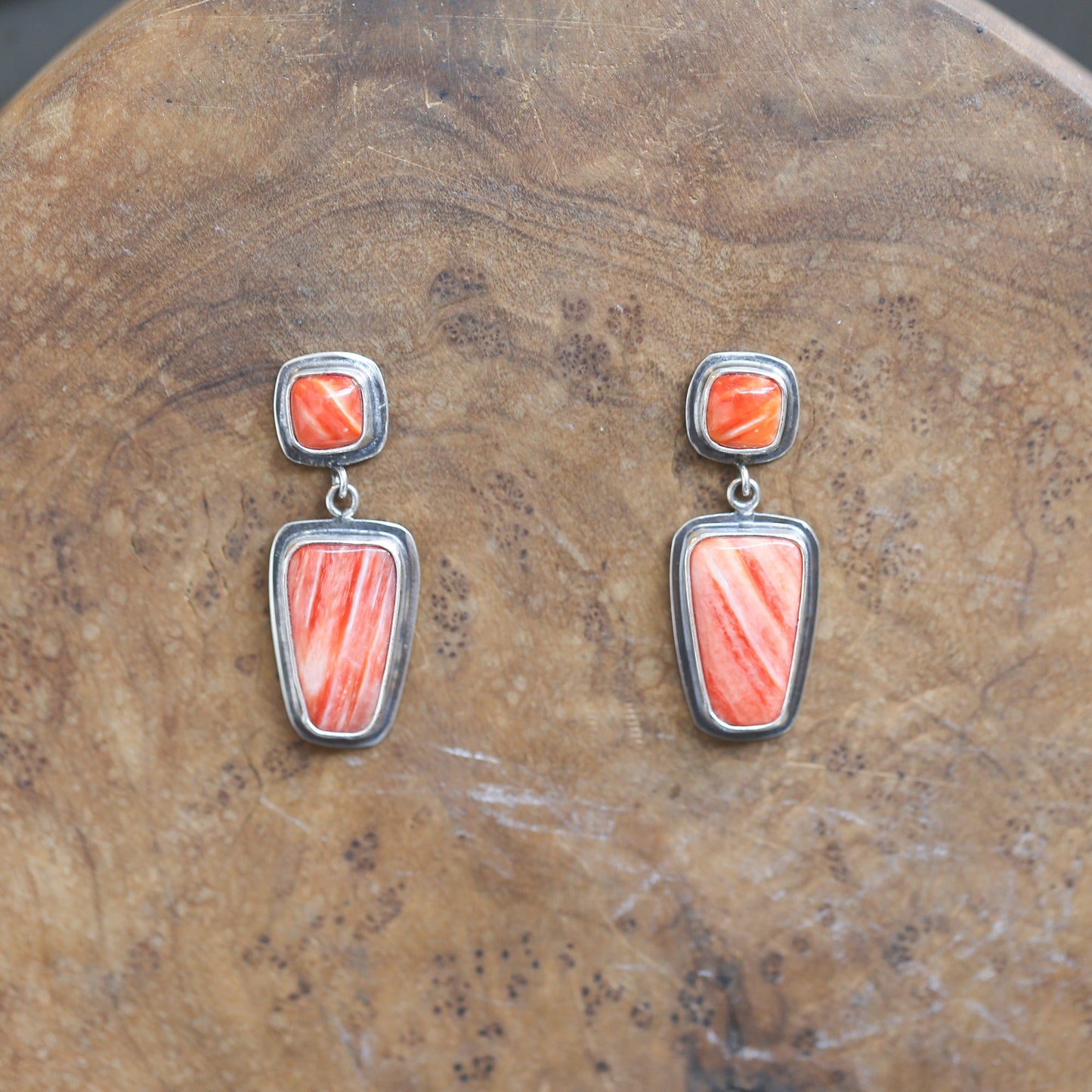 Sterling Silver Spiny Oyster Earrings – Chili Red Dangle Drops