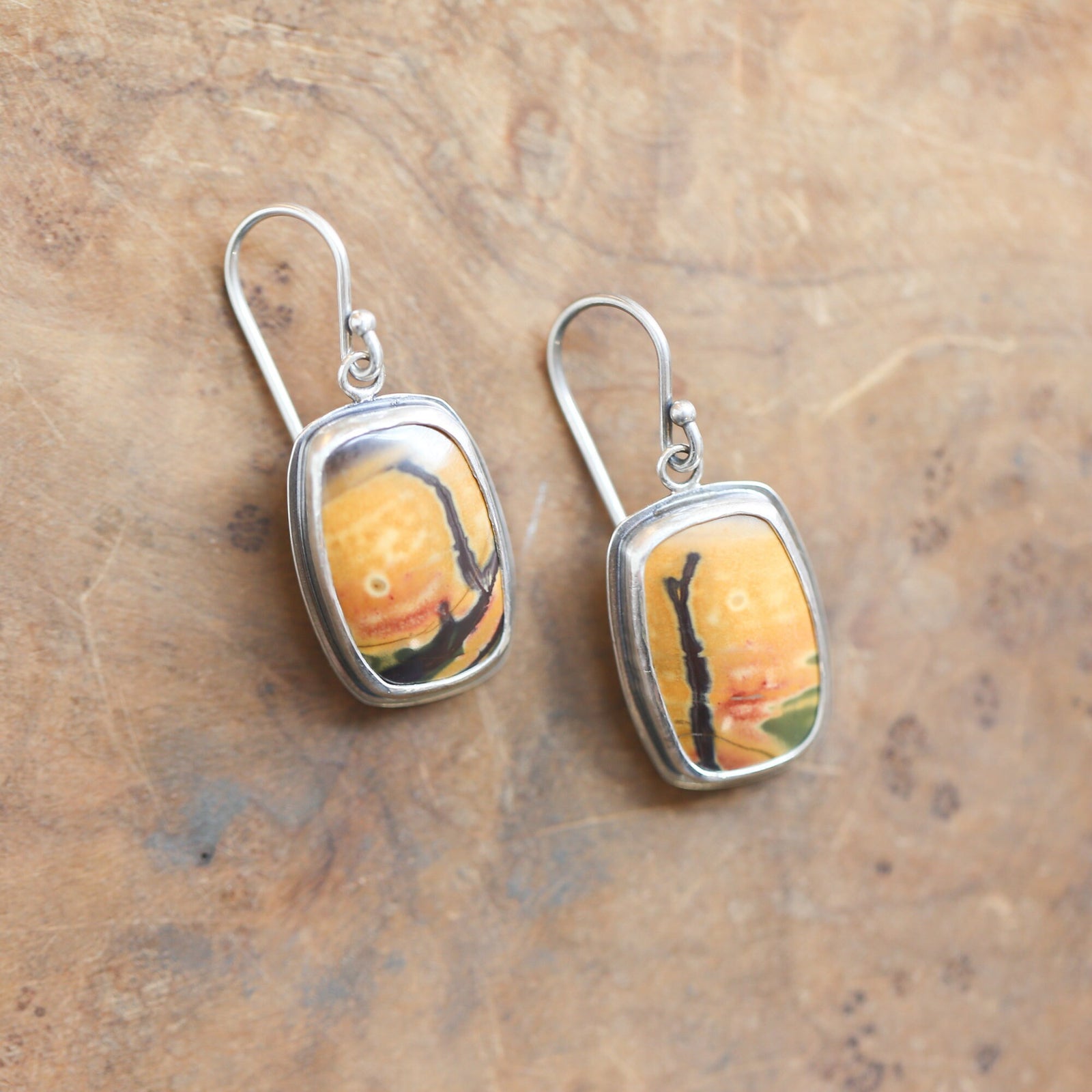 Red Creek Jasper Earrings - .925 Sterling Silver Ring - Silversmith - Jasper Drop Earrings