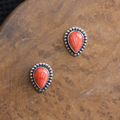 Spiny Oyster Shell Pear Posts | Sterling Silver