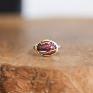 Laguna Lace Agate Ring - .925 Sterling Silver - East West Oval Ring - Choose Your Stone