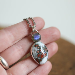 Ocean Jasper Pendant - Labradorite Pendant - Silversmith - 2 Stone Pendant - Sterling Silver