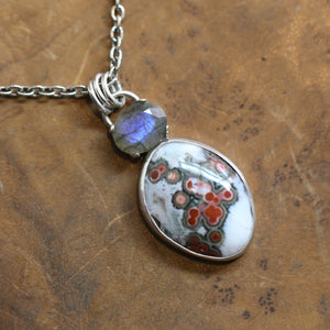 Sterling Silver Ocean Jasper Pendant – Labradorite Accent, Silversmith Jewelry