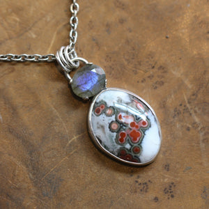 Sterling Silver Ocean Jasper Pendant – Labradorite Accent, Silversmith Jewelry