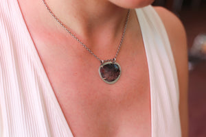 Tourmalinated Quartz Pendant - Ready to Ship - 14K Gold Prongs - Sterling Silver Necklace