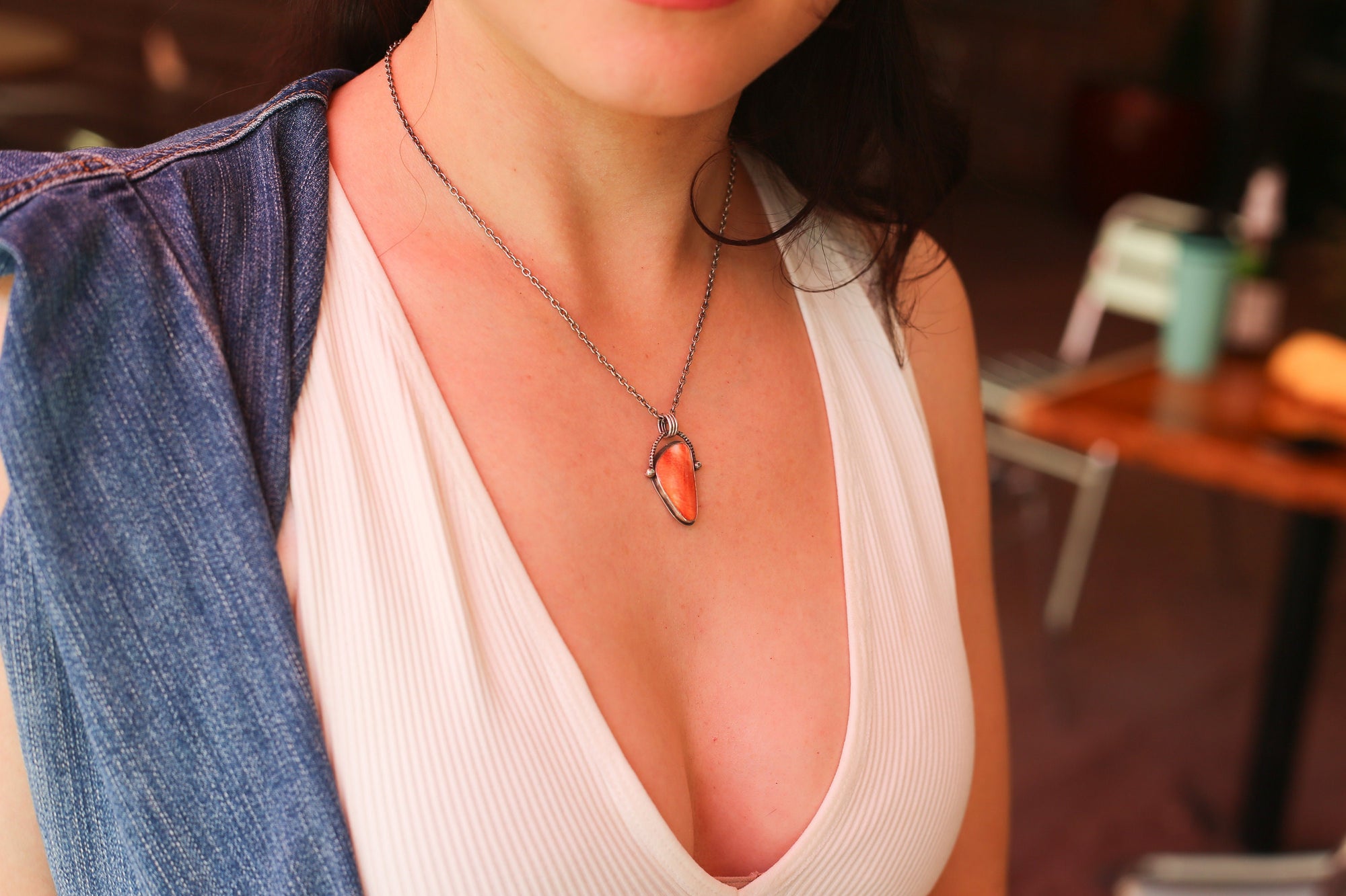 Custom Spiny Oyster Pendant - Choose Your Stone - Sterling Silver