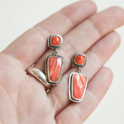 Sterling Silver Spiny Oyster Earrings – Chili Red Dangle Drops