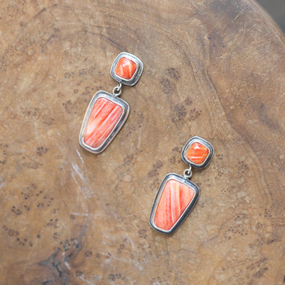 Sterling Silver Spiny Oyster Earrings – Chili Red Dangle Drops