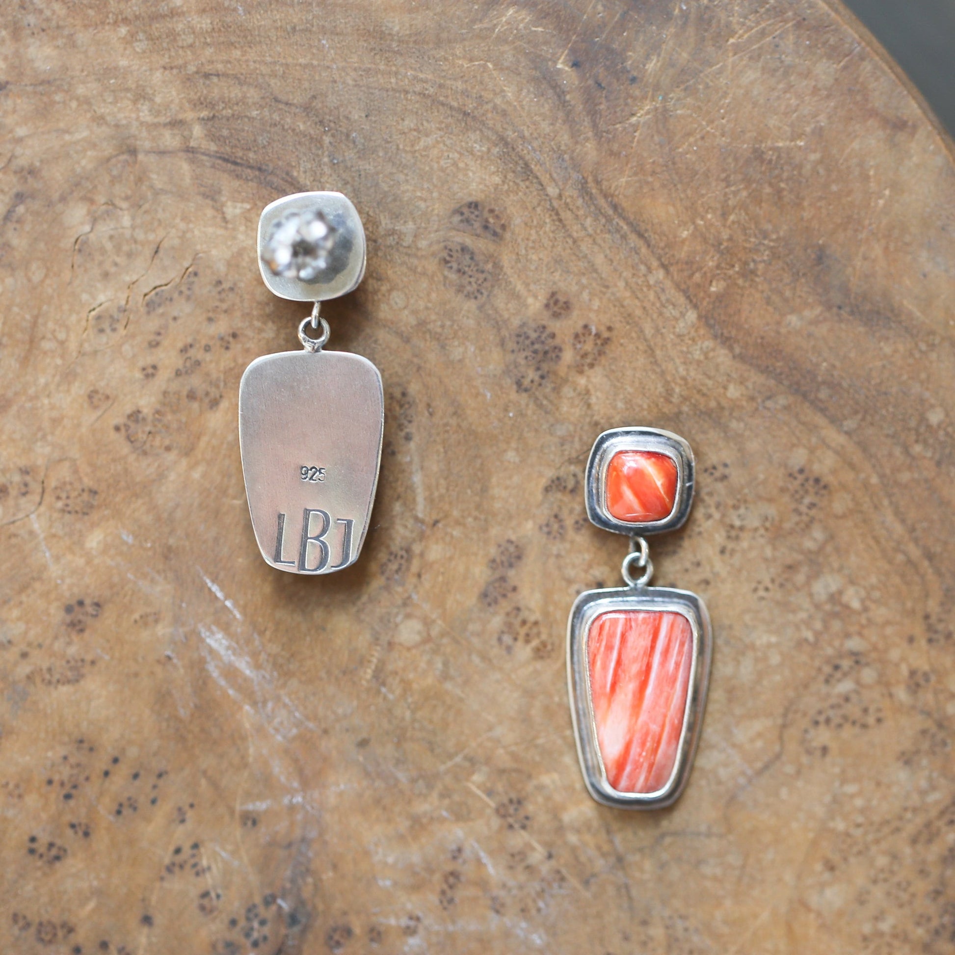 Sterling Silver Spiny Oyster Earrings – Chili Red Dangle Drops