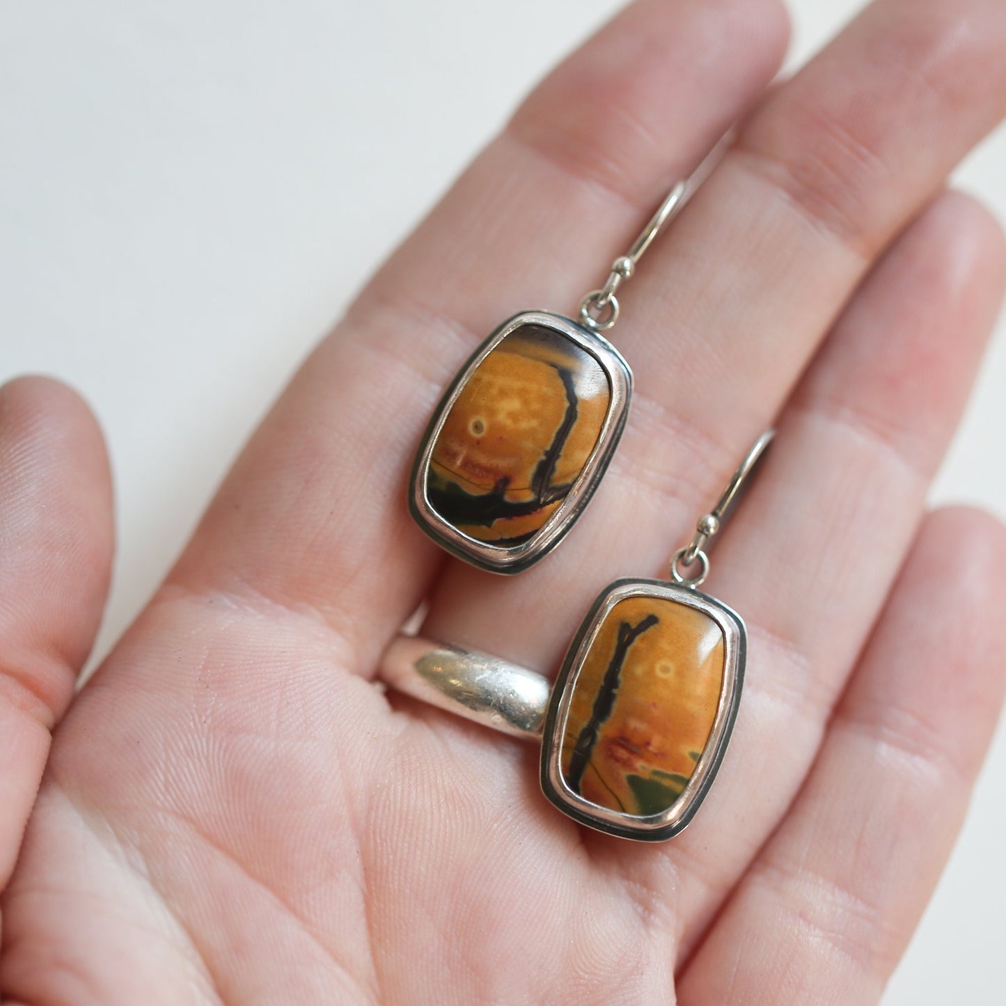 Red Creek Jasper Earrings - .925 Sterling Silver Ring - Choose Your Stone
