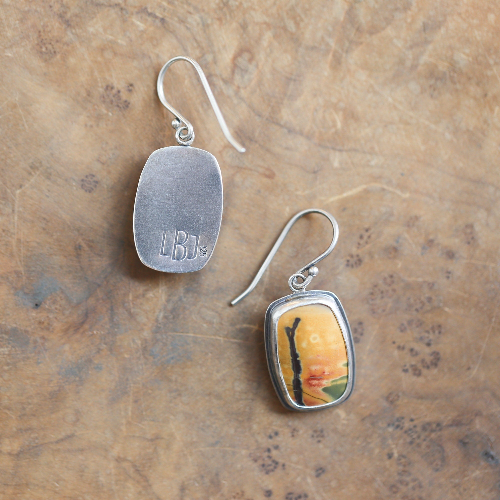 Red Creek Jasper Earrings - .925 Sterling Silver Ring - Silversmith - Jasper Drop Earrings