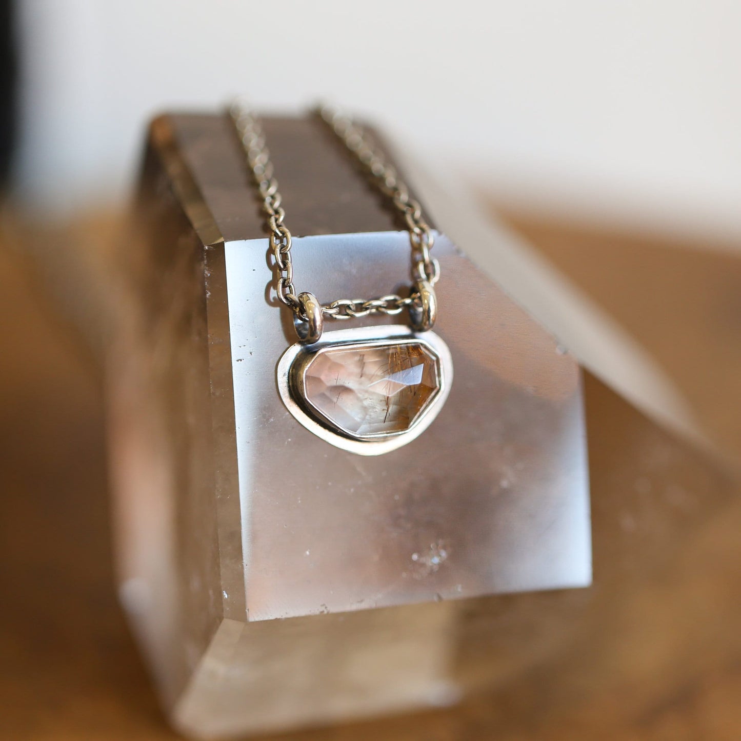 Copper Rutilated Quartz Pendant - Sterling Silver Necklace - Choose Your Stone