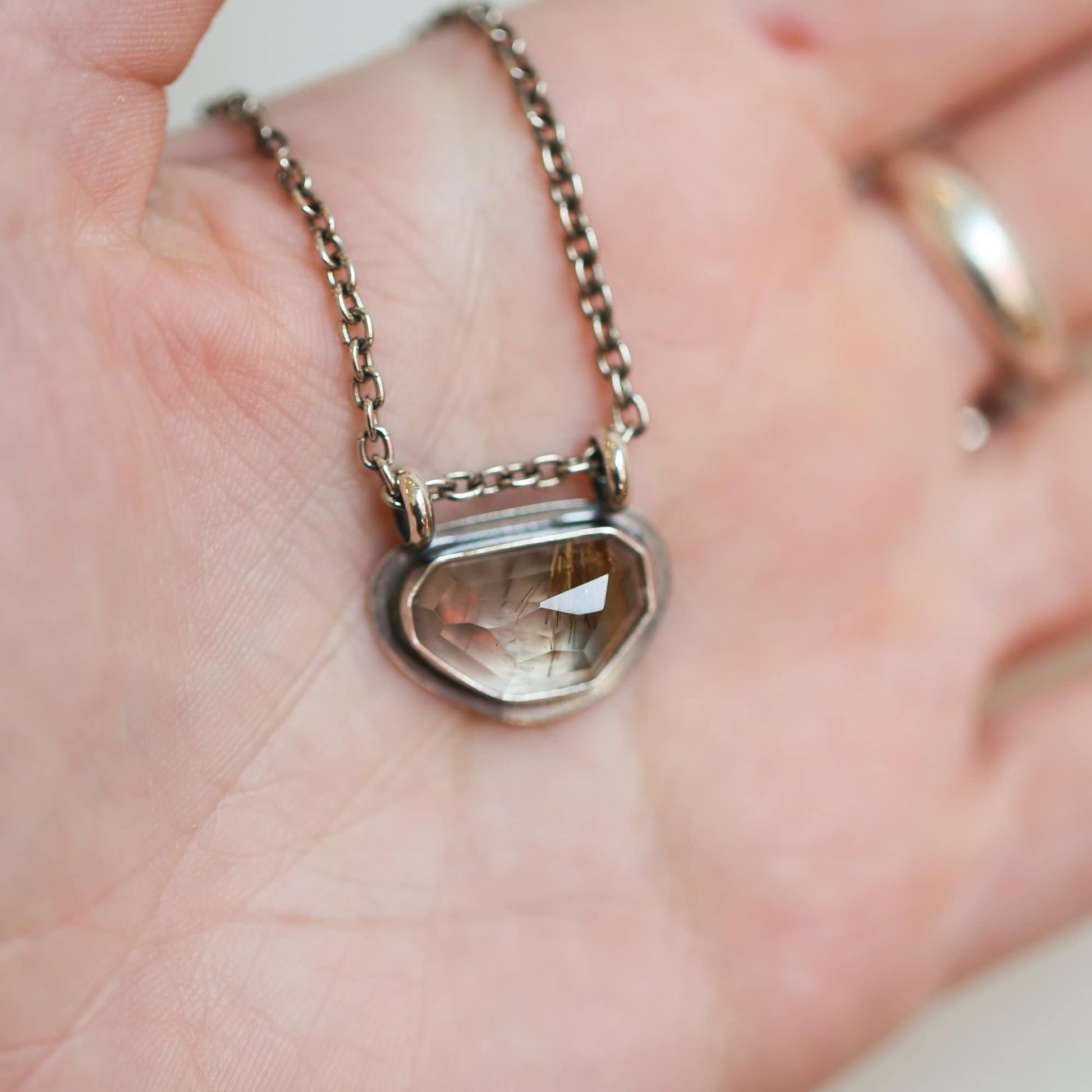 Copper Rutilated Quartz Pendant - Sterling Silver Necklace - Choose Your Stone