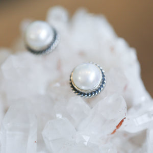 Sterling Silver Freshwater Pearl Earrings – Silversmith Boho Posts
