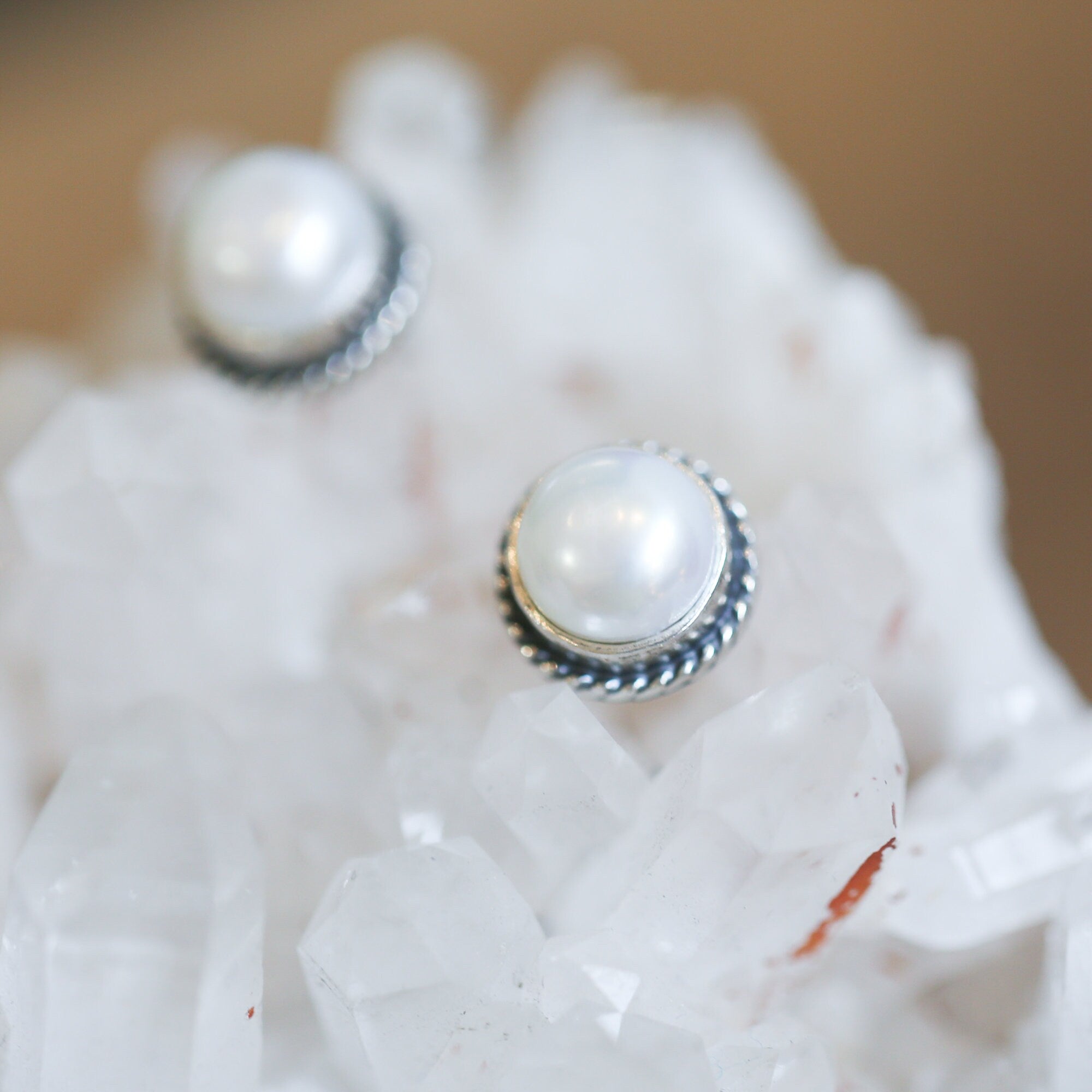 Freshwater Pearl Posts - Traditional Pearl Posts - Boho Pearl Posts - Silversmith Earrings