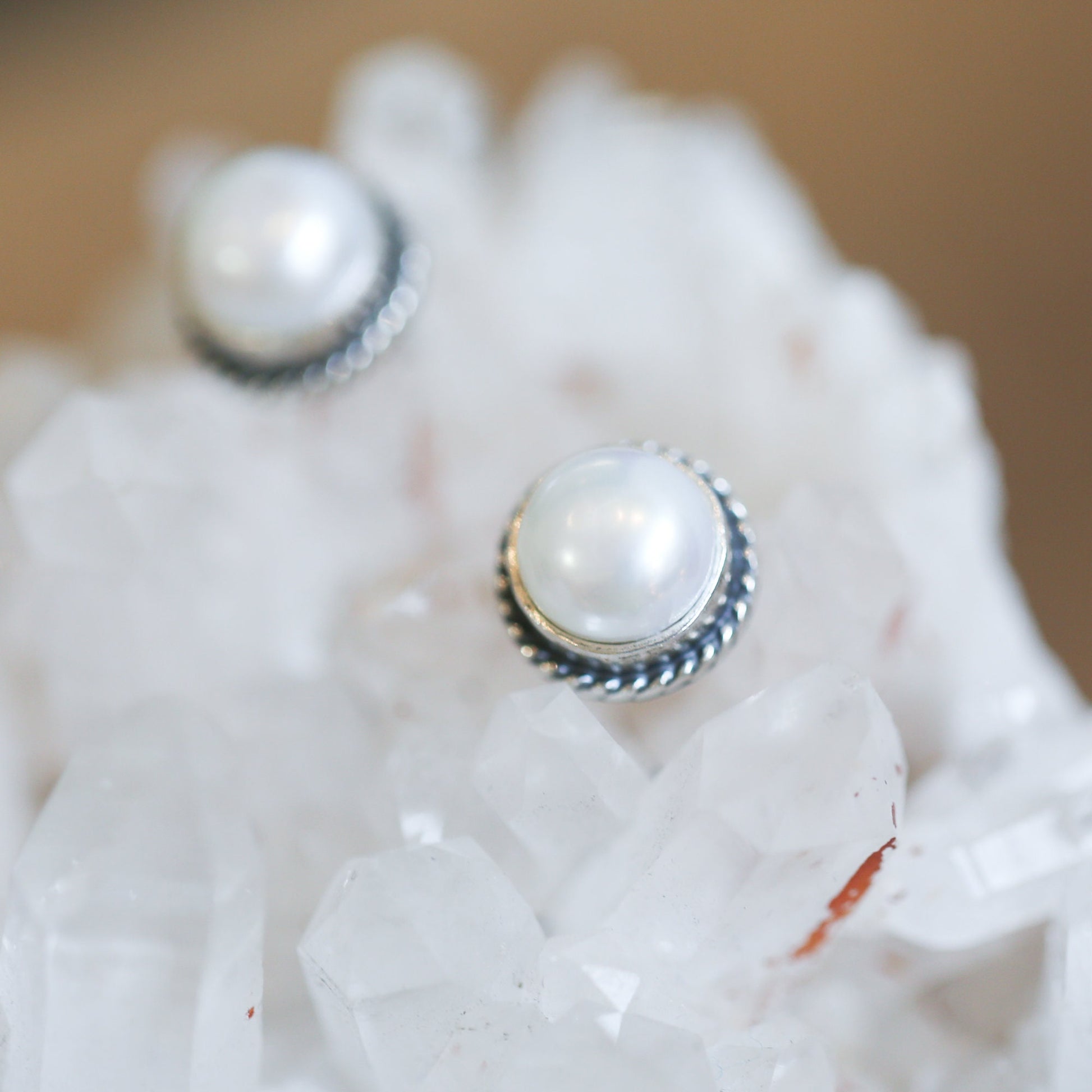 Sterling Silver Freshwater Pearl Earrings – Silversmith Boho Posts