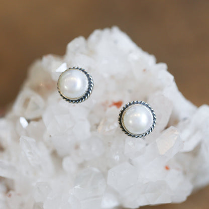 Sterling Silver Freshwater Pearl Earrings – Silversmith Boho Posts