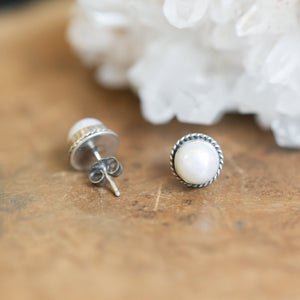 Sterling Silver Freshwater Pearl Earrings – Silversmith Boho Posts