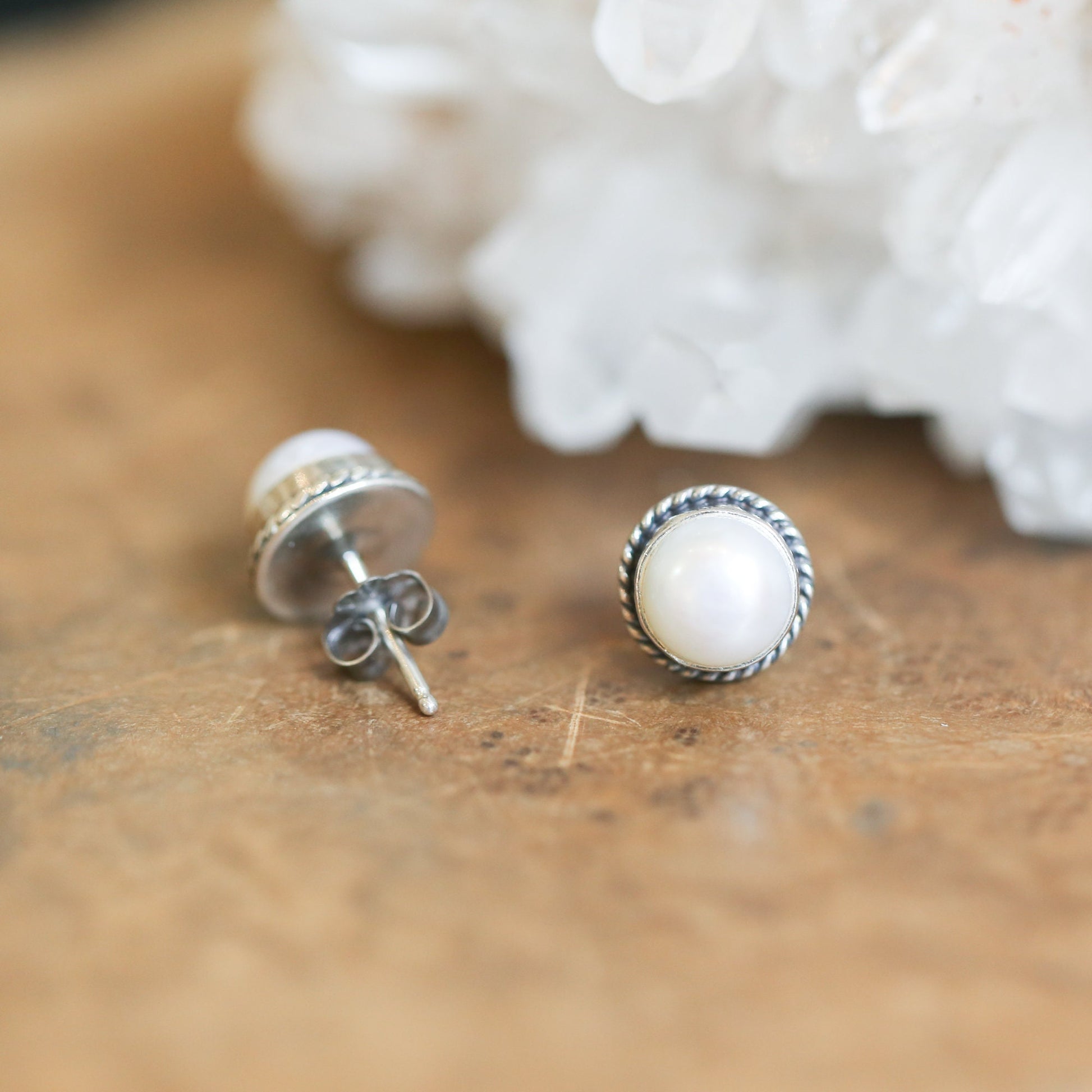Sterling Silver Freshwater Pearl Earrings – Silversmith Boho Posts