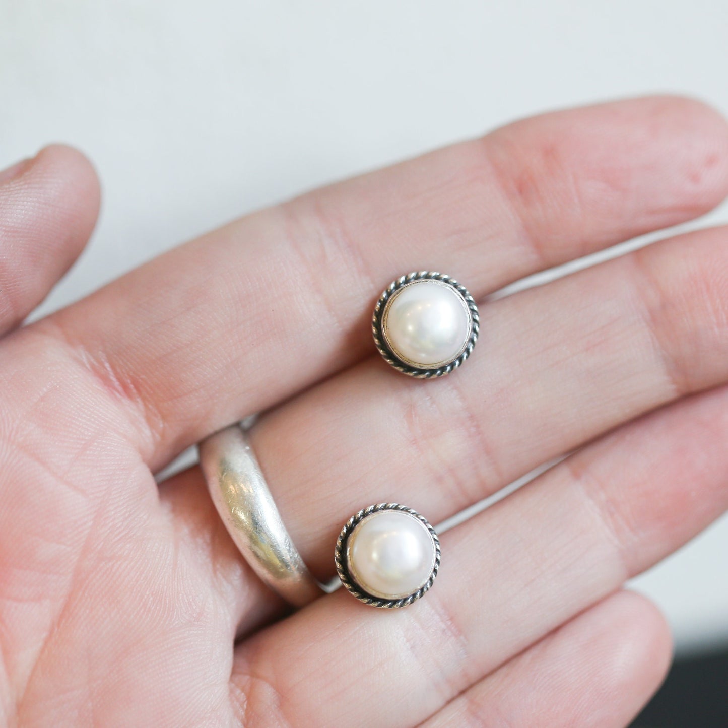Sterling Silver Freshwater Pearl Earrings – Silversmith Boho Posts