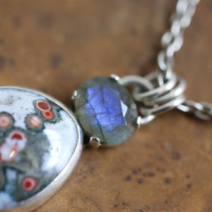 Sterling Silver Ocean Jasper Pendant – Labradorite Accent, Silversmith Jewelry