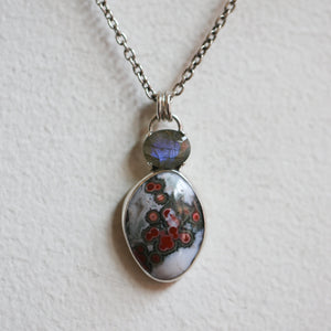 Sterling Silver Ocean Jasper Pendant – Labradorite Accent, Silversmith Jewelry