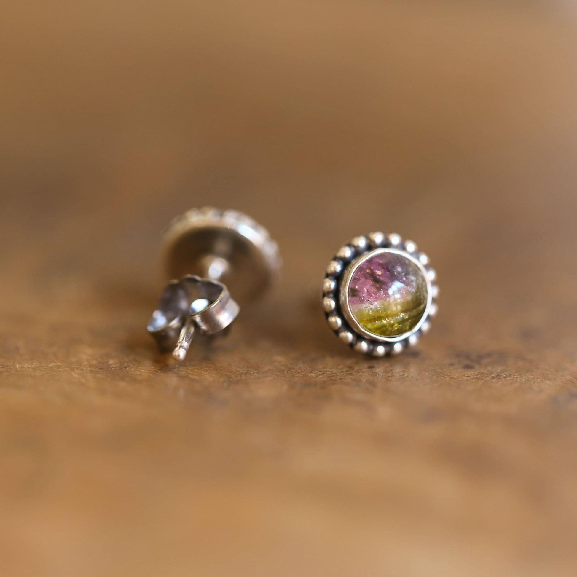 Multicolored Tourmaline Posts - Choose Your Color - .925 Sterling Silver