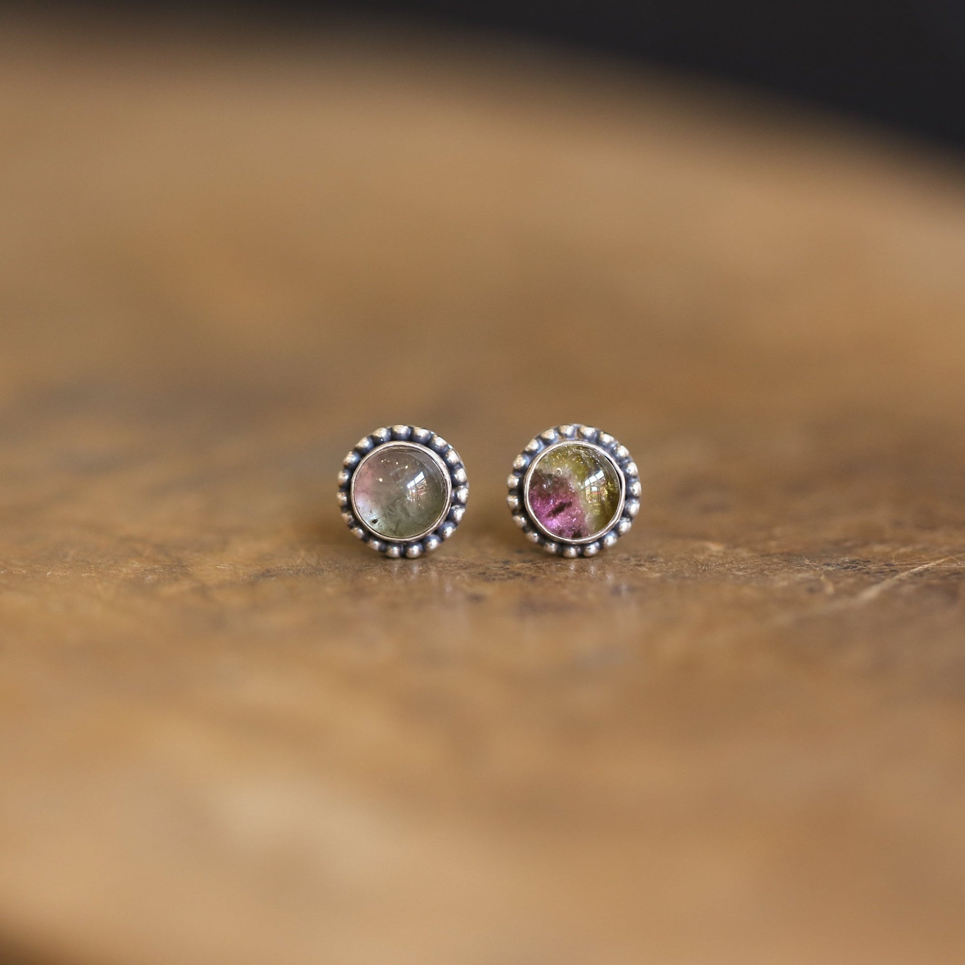 Multicolored Tourmaline Posts - Choose Your Color - .925 Sterling Silver