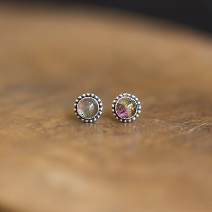 Multicolored Tourmaline Posts - Choose Your Color - .925 Sterling Silver