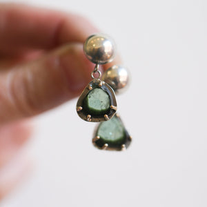 Green Tourmaline Earrings - 14K Tourmaline Earrings - .925 Sterling Silver - Ready to Ship - OOAK
