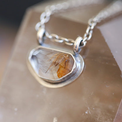 Copper Rutilated Quartz Pendant - Sterling Silver Necklace - Choose Your Stone