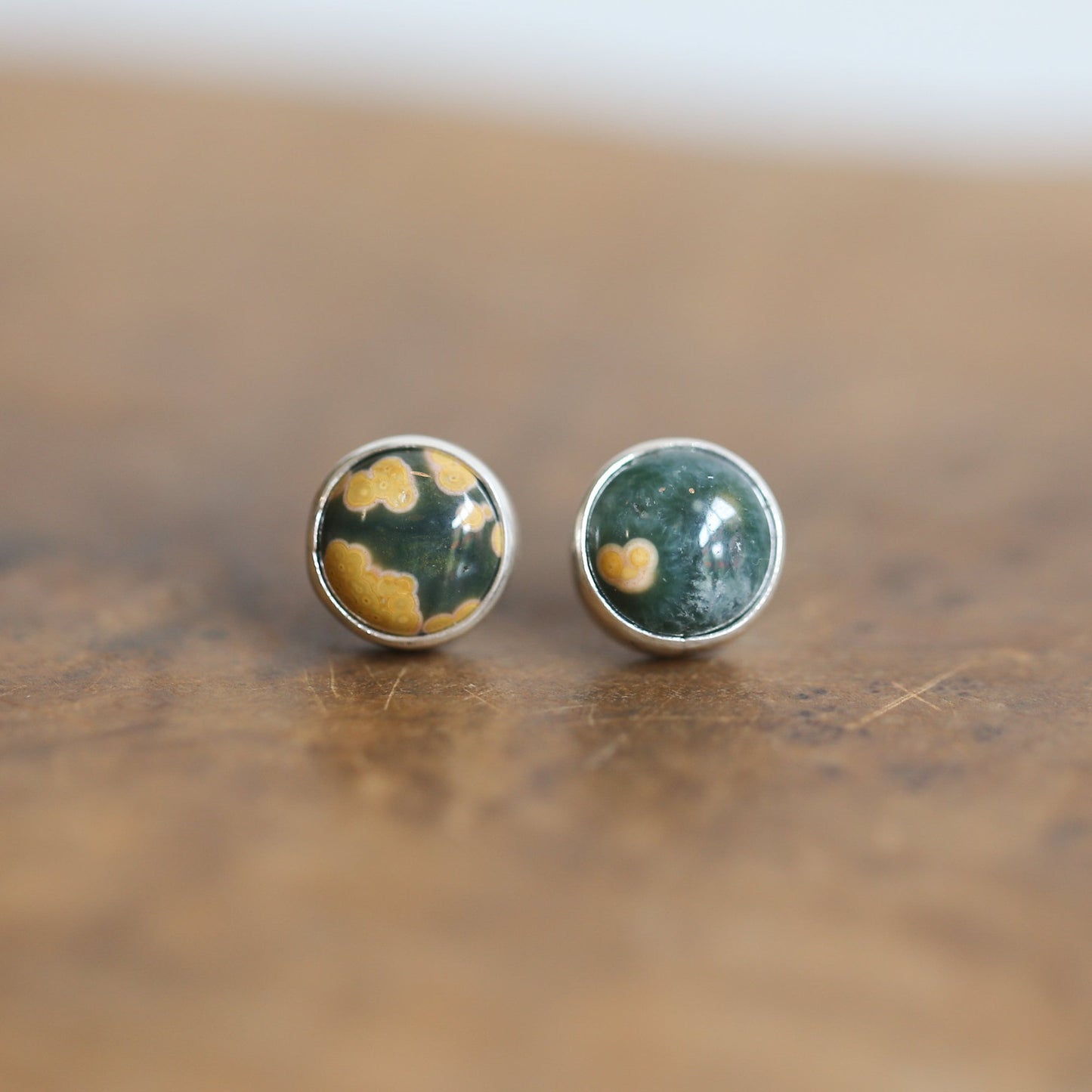 Ocean Jasper Sterling Silver Studs - Silversmith Post Earrings
