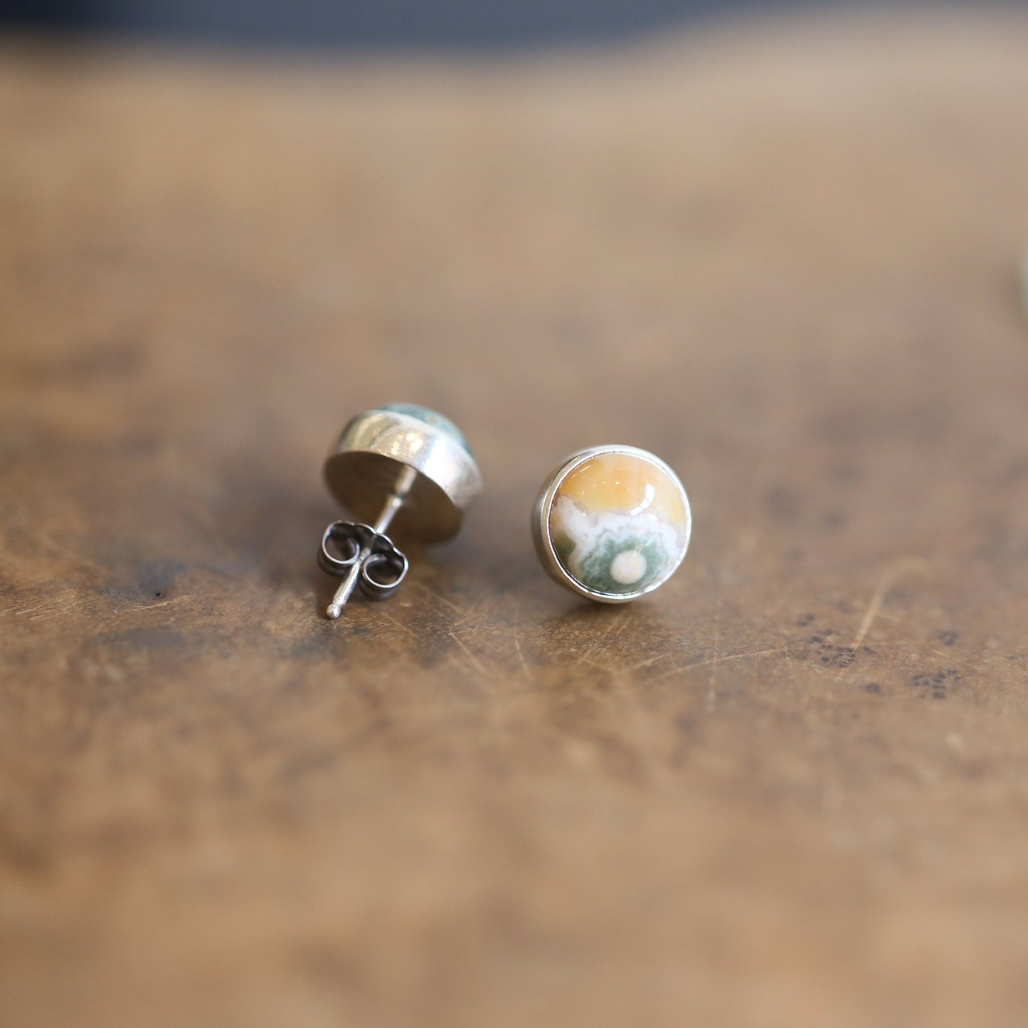 Ocean Jasper Sterling Silver Studs - Silversmith Post Earrings