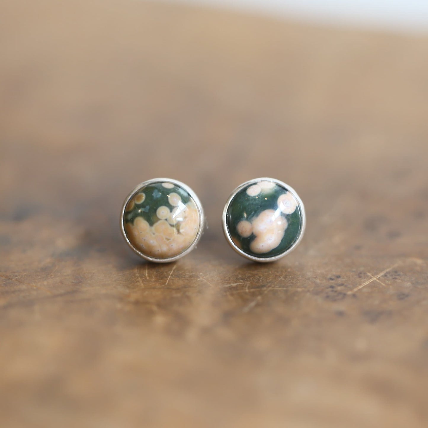 Ocean Jasper Sterling Silver Studs - Silversmith Post Earrings