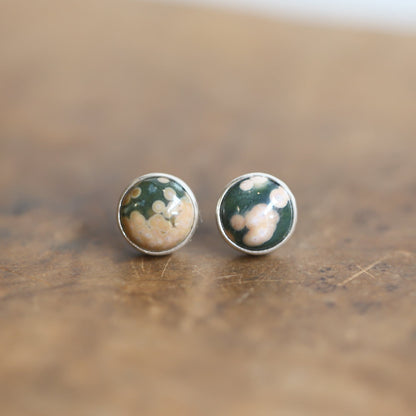 Ocean Jasper Sterling Silver Studs - Silversmith Post Earrings