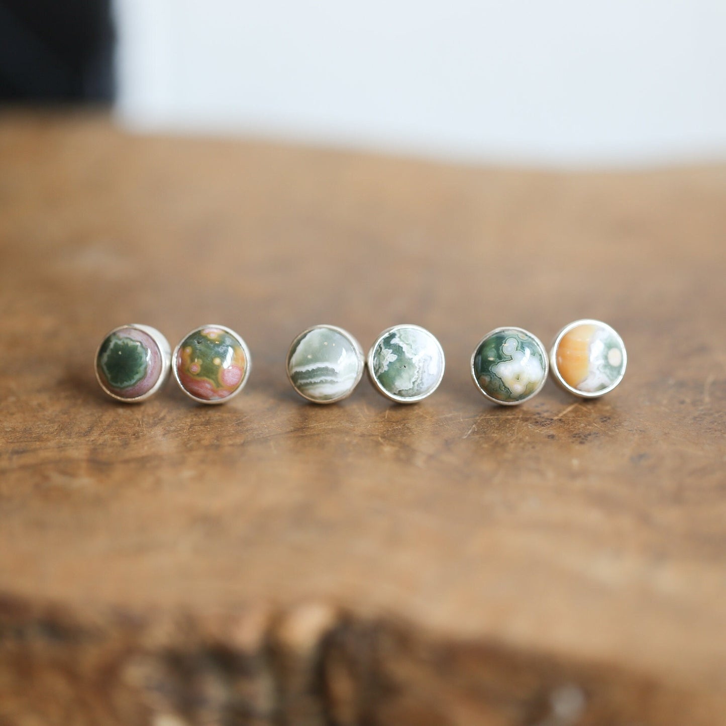 Ocean Jasper Sterling Silver Studs - Silversmith Post Earrings